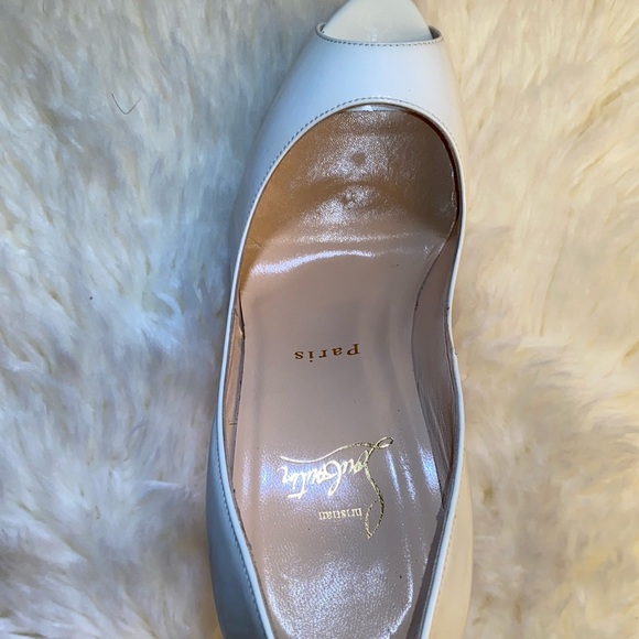 Christian Louboutin Lady peep 150 calf rare white size E38 US7.5 EUC - Picture 9 of 11